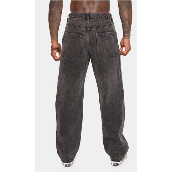 XXIII Twenty Three Kiran Cargo Jeans Washed Grey Mens 34x31 New Baggy 90s - Picture 3 of 13